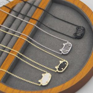 Kendras Scotts Designer Neclace Jewelry Ins Oval Cats Oren (gestoomd kat-oorvormig brood) Hangkristal Tandtand Stand Korte kettinghalskraagketting