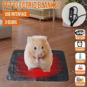 Kennels 55 ° C 5V Invierno Pet USB Almohadilla térmica Manta eléctrica Aislamiento temporizado de tres velocidades Estera cálida Cama para gatos Perro Reptil Sofá
