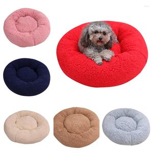 Chenils lit rond confortable en cachemire et peut être utilisé comme nid pour animaux de compagnie en toutes saisons lits pour chats maison chien doux pour chiens panier