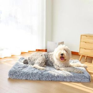 Perreras Cama para perros Esponjoso para mascotas Colchonetas largas de felpa para gatos con funda extraíble Cojín para colchón Colchoneta para dormir para perros pequeños y grandes Yxwh