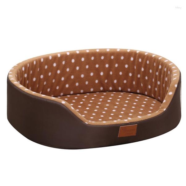 Chenil pour chien, lit chaud à motif de points, canapé de maison de qualité supérieure, tapis en polaire douce pour animaux de compagnie, pour chats et petits chiens