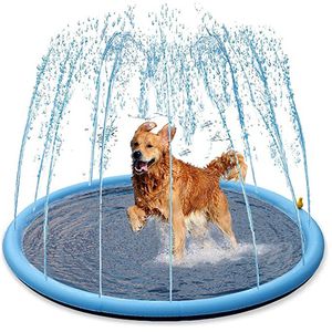 chenils stylos 150/170 cm été piscine pour animaux de compagnie gonflable arroseur d'eau tapis de jeu tapis de refroidissement extérieur interactif fontaine jouet pour chiens 230821