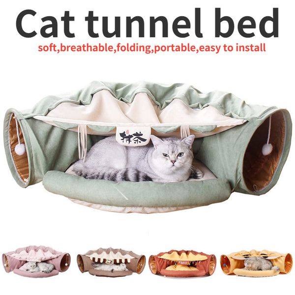 chenils stylos 1PC conception chat tunnel lit pliant chat maison type de tuyau jouets interactifs drôles chats produits pour animaux de compagnie chiot accessoires 230907
