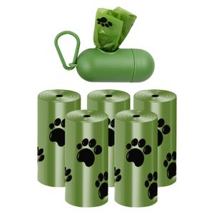 Pensas de perreras 5 rollos bolsas de caca de perro biodegradables con 1 dispensador bolsita de caca de degradación de los desechos de gato degradable suministros de mascotas ecológicos 230816