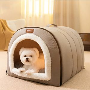 chenils stylos Automne et hiver nid pour animaux de compagnie trou de chat trou de chien grand espace portable panier grotte lit intérieur canapé doux lit de chat fermé nid chaud 231129