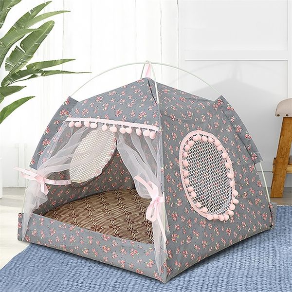 chenils stylos Respirant Chat Chien Litière Tente Chenil Pliable Universel Intérieur Tipi Pet Maison Respirant Chiot Tente Lit Chien 220912