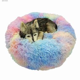 Kennels Pens Calming Dog Bed Sofá Redondo Felpa Mat para perros Grandes Grandes Labradores Cat House Donut Cama para perro Dcpet Dropshipping Pets Productos Y240322