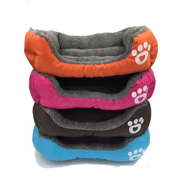 Perreras Bolígrafos Color caramelo Huella Suministros para mascotas Forma cuadrada Almohadillas para perros Felpa cálida linda Creativa Conveniente Mod Cama a prueba 39Cn Jj Dr Dhtoi