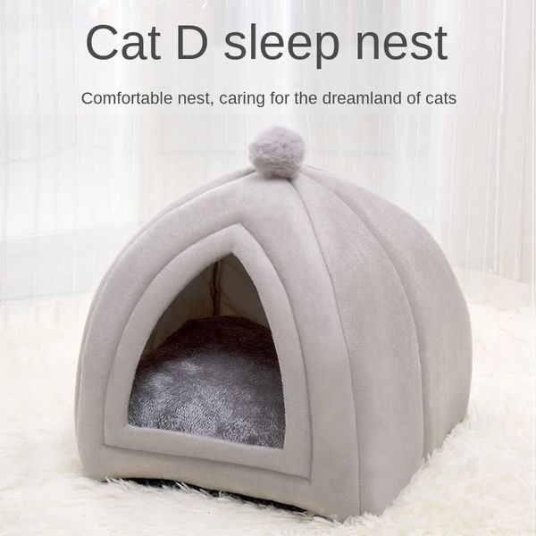 chennels pens Chat Maison Hiver Chaud Lit Pour Animaux De Compagnie Quatre Saisons Universel Respirant Nid De Chat Matelas En Peluche Lit De Chat Petit Chien Chenil Chat Fournitures 231030