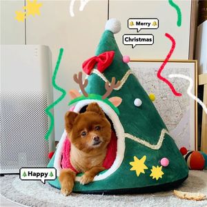 chenils stylos de Noël chats kennel chiens lit cave nid house chat chaude hiver dissalable lavable mignon petits animaux de compagnie en peluche en peluche 231127