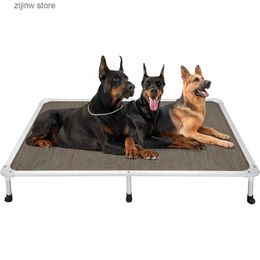 chenils stylos Lit refroidi pour animaux de compagnie - cadre en aluminium argenté et lit et meubles pour chien en tissu maille Teslin durable Y240322