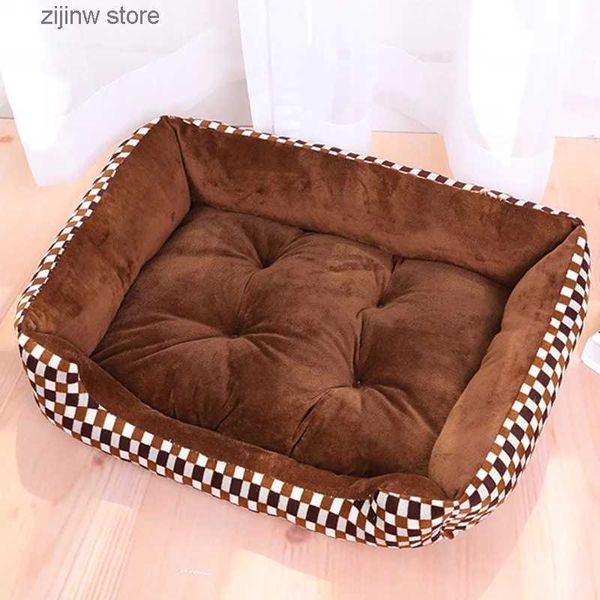 Perreras Plumas Cama para perros Sofá Estera Accesorios para mascotas Perro Gato Casa de franela Casa para perros grande, mediana y pequeña Cama para gatos acolchada suave Y240322