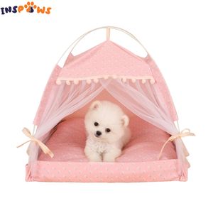 kennels pens Dog Beds Pet Kennel Cat Nest Princess Cushion Travel Tent Outdoor Bed for Small Medium Puppy Indoor Cave House Sofa 230907