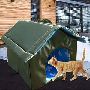 Kennels Pens Dog Cat Kennel Cama al aire libre Impermeable Casa de mascotas Cesta Acogedor Gatito Dormir Cálido Confort Cojín Nido Tienda Cabina Villa 220912