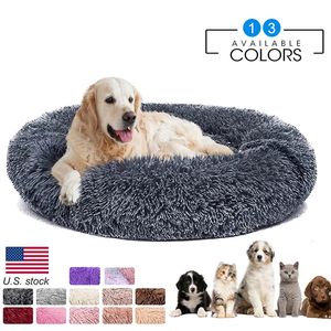 perreras bolígrafos Donut Cama para perros Cálido Suave Cama larga de felpa para mascotas Para Samll Gran casa para perros Gato Calmante Camas Lavable Invierno Perrera Sofá Cojín Estera 221125