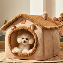 kennels pens Casa para Perros Plegable, Estera para Cama para Perrera para Perros pequeños y medianos, Gatos, Cama para Gatos cálida para Invierno, Nido, Productos para Mascotas, Cesta para Mascotas, Cachorro, Cueva, sofá 231010