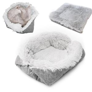 Chenils stylos pliables lavables pour animaux de compagnie chien chat maison de couchage nid en peluche lit hiver chaud animaux doux Mats236Z