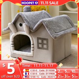 kennels pennen HOOPET stijl hondenhuis dubbel dak diervorm huis voor katten kleine honden huisdier comfortabel slaapbed kattennest bedbenodigdheden 231109