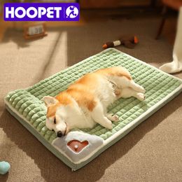 kennels pennen HOOPET Winter Hondenmat Luxe Pad voor Kleine Middelgrote Honden Plaid Bed voor Katten Honden Pluis Slapen Afneembaar Wasbaar Huisdier Bed 230625
