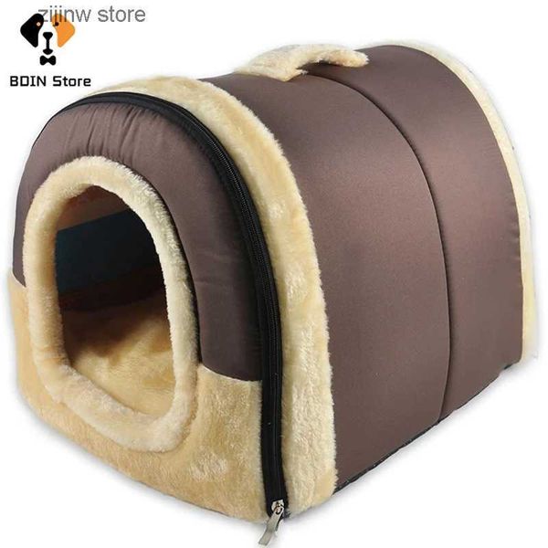 corrales para perreras Casa para perros de interior con cama suave y cómoda con orificio para perros, nido plegable, desmontable y cálido con acolchado adecuado para felinos pequeños y medianos