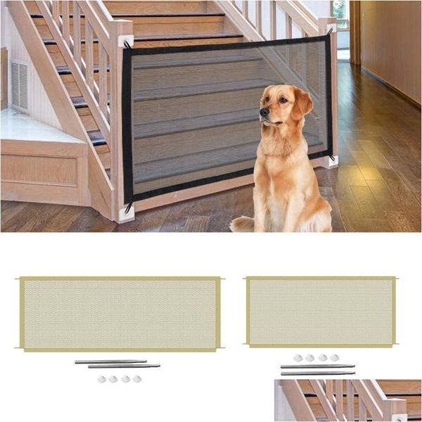 Pensas de perreras Ingenious Mesh Dog Dog para al aire libre al aire libre Puerta de mascota retráctil Guardia retráctil aislamiento de escaleras de niño plegable D DHMF7