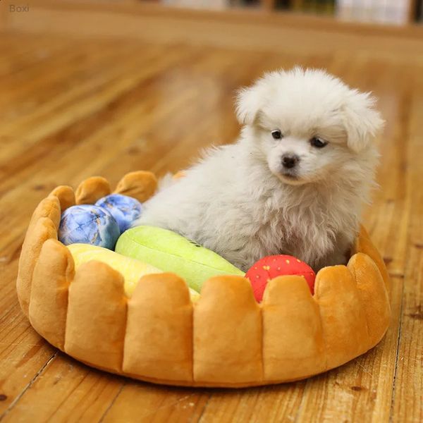 Kennels Pens Kawaii tarte aux fruits chien chat lit maison coton gâteau en forme de chenil pour animaux de compagnie maison drôle mignon chiot chaton lavable nid hiver chaud coussin 231218