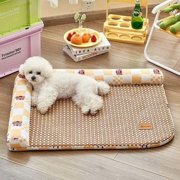 Kennels Pens Kennel Summer Cool Nest Four Seasons Universal Teddy Dog Bed Small Pet Mat Cat Enfriamiento Rattan 230906