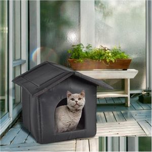 Kennels Pennen Kennels Pennen Opvouwbaar Kattenhuis Buiten Waterdicht Huisdier Voor Kleine Honden Kitten Puppy Grotnest Met Huisdieren Pad Hondenbed Tent Dh6Oz