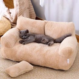 Kennels Pens Luxury Cat Bed Sofá Invierno Cálido Nido Mascota para perros pequeños medianos Gatos Cómodos Suministros para cachorros de felpa 231120