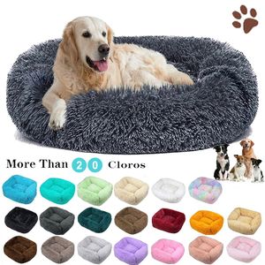 kennels pens Cama para perros de lujo Camas cuadradas para perros Camas largas de felpa para perros pequeños, medianos y grandes, suministros para perros, cama calmante para perros, perrera lavable 230821