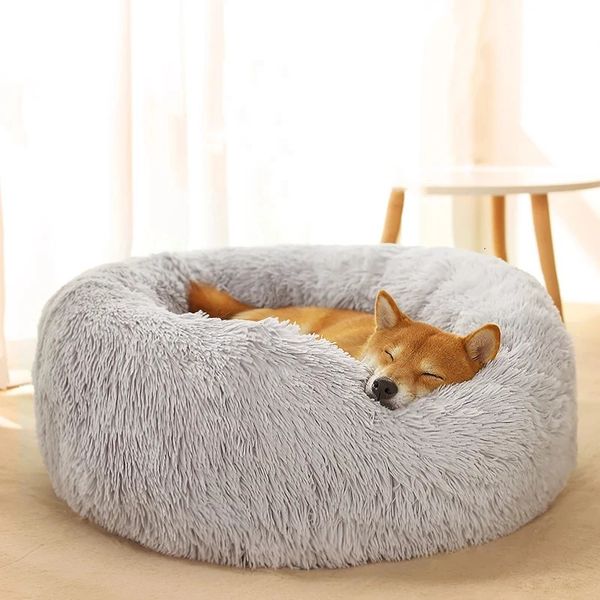 chenils stylos MADDEN rond chien lit chat lit pour animaux de compagnie Super doux longue peluche hiver chaud chiot maison moelleux animal de compagnie panier de couchage coussin chien fournitures 231110