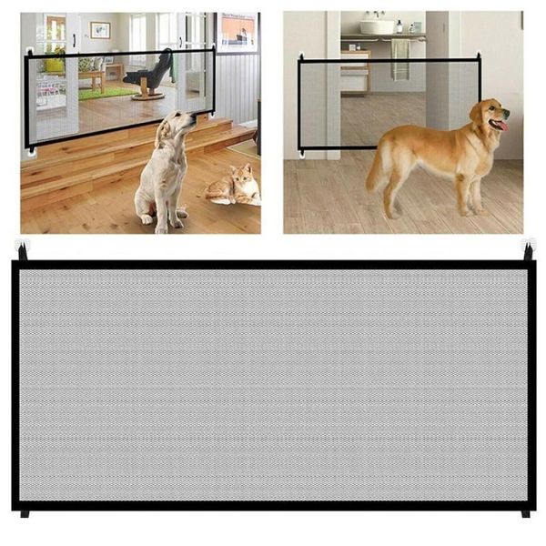 Kennels Stylos Magic Dog Gate Clôtures Portable Pliant Respirant Mesh Pet Barrière Séparation Garde Isolé Chiens Bébé Sécurité À La Maison 226J