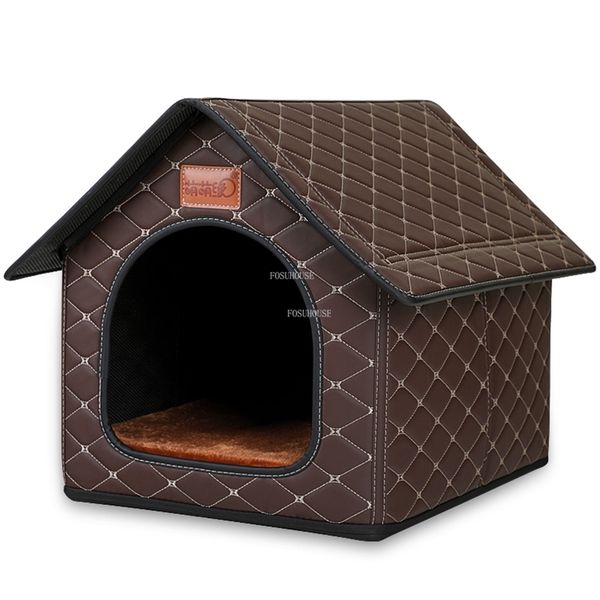 kennels pens Maisons de chien en cuir modernes quatre saisons universel fermé chenil chaud Simple maison créative petites et moyennes fournitures pour chiens lit pour chien 220912