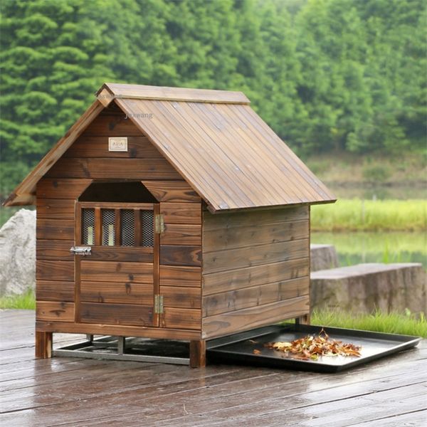 chenils stylos Jardin extérieur Maisons de chien en bois massif Anti-pluie Animaux Chenils Patio intérieur Chats Villa Quatre Saisons Cage universelle pour chiens avec toilettes 220912