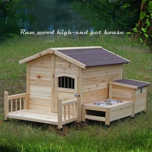 Chenils stylos extérieur en bois massif chiens chenils intérieur petit moyen grand chien cage maisons étanche lavable chiot chambre fournitures avec bol de nourriture 220912