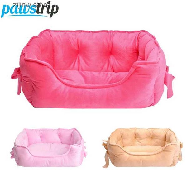 Kennels Pens Pawstrip Mignon Arc Princesse Chien Lit Hiver Doux Chien Lit Canapé Chaud Chat Lit Maison Teddy Poméranie Pet Chien Lit S/L Y240322