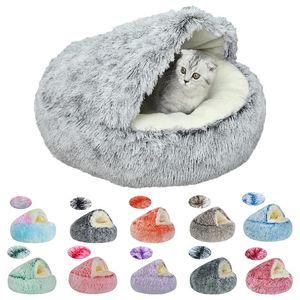 kennels pens Lit pour animaux de compagnie hiver doux et confortable coquille chaude matelas de chat semi-fermé mignon lit de chat pour animaux de compagnie chenil protecteur de sommeil pour chien 231120