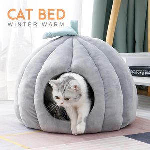 kennels pennen huisdier kattenbed winter superzacht schattige pompoenvorm voor binnenkat hondenhuis met matras hondenbedden opwarming puppy kittennest 231031