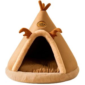 kennels pens Pet Cat Cave House Tente pliable Lit pour chien doux Yourtes mongoles Nid de chenil mignon Petits animaux Chiot Chihuahua Maison avec tapis 231030