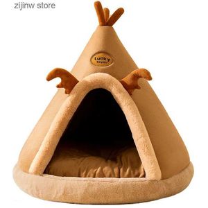 chenils stylos Pet Chat Cave Maison Tente Pliante Lit De Chien Doux Yourte Mongole Mignon Chien Nid Petit Animal Chiot Chihuawa Maison Y240322