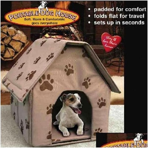 Kennels Pens Pet Dog Bed Casa plegable Pequeña Huella Tienda Cat Kennel Interior Portátil Viaje Cachorro Mat Drop Entrega Hogar Jardín Sup Dhprm