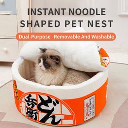 Kennels Pens Pet Dog Cat House Kennel Super Large Instant Fideos Cálidos Nidos Camas Cojín Udon Cup Bed Acogedor 230907
