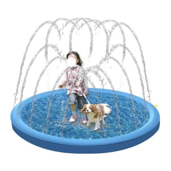 Chenils stylos Pet Sprinkler Pad pour chien été cool jouets piscine jeu extérieur tapis de refroidissement gonflable baignoire de pulvérisation d'eau goutte Del Dhsk2