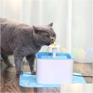 Pen bol￭grafos Fuente de agua de mascotas para gatos y perros con filtro sile sile gato dispensador de entrega azul de entrega de jardines suministros de jard￭n Dheux