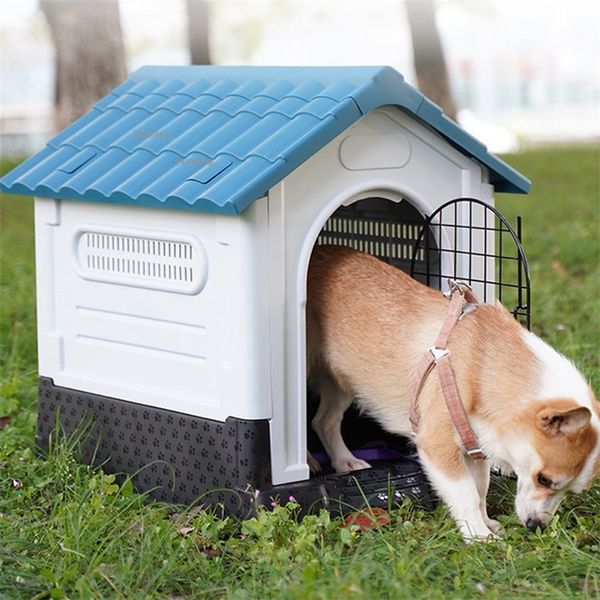 kennels pens Chiens en plastique chenils patio extérieur imperméable à la pluie maison de chiot quatre saisons cage de chat universelle grand chien villa chambre fournitures de caisse pour animaux de compagnie 220912