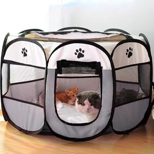 chenils stylos Portable pliable tente pour animaux de compagnie chenil clôture octogonale abri pour chiot facile à utiliser en plein air grandes cages pour chiens clôtures pour chats 230928