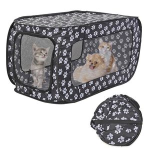 chenils stylos Portable pliant tente pour animaux de compagnie pliable clôture pour animaux de compagnie chat chien cage de voyage rectangulaire chien cage parc extérieur chiot chenil 87CM 220912