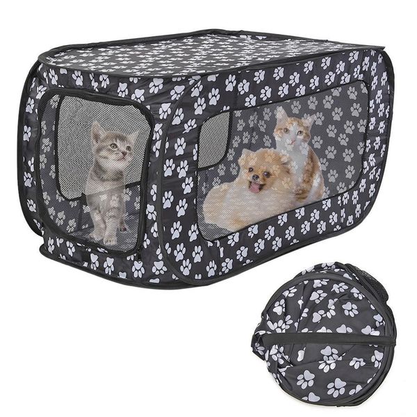 chenils stylos Portable pliant tente pour animaux de compagnie maisons pliable clôture chat chien cage de voyage rectangulaire parc extérieur chiot chenil 87CM 221128