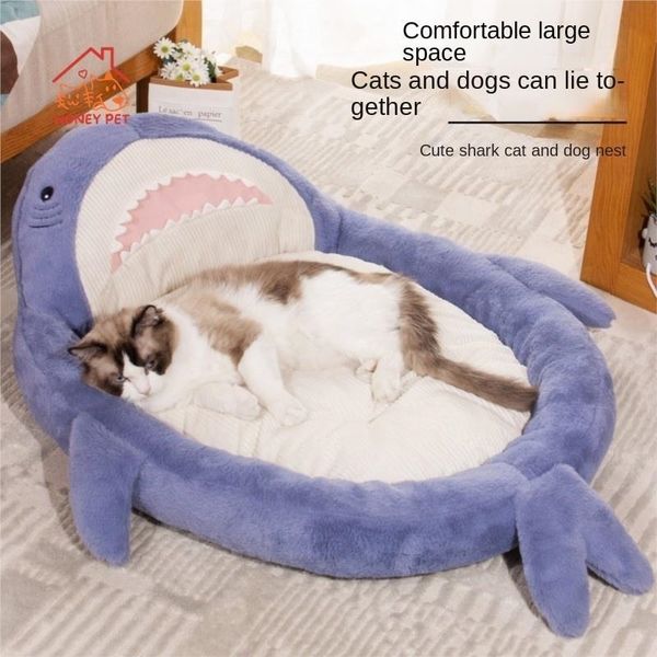 chenils stylos requin animal nid chat canapé antidérapant mignon chien amovible et lavable tapis de ventre lit grotte goutte 231118