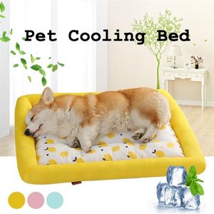 Perreras bolígrafos SL Dog Mat Cooling Summer Pad Mat Ice Pad Dog Sleeping Round Mats para perros Gatos Pet Kennel Transpirable Cold Silk Dog Bed 220922